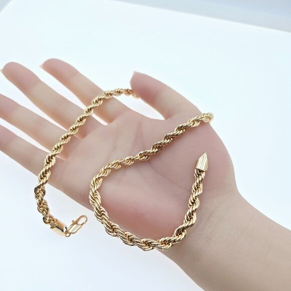 "Bold Rope Style Rose Gold Necklace for Men & Women, 19.7 Inch Length, XPNL0082 - Picture 12 of 12